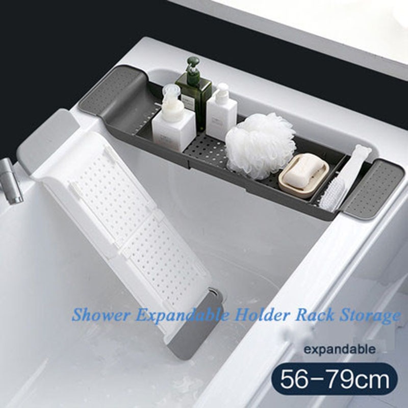 Bath Shelf over Bath Tray Plastic Bath Caddy Bath Rack Bathtub Board Adjustable Bathtub Tray Phone Holder Bathroom Accessories