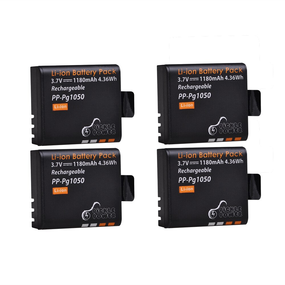 4 Uds 1180mAh PG1050 batería y cargador USB con LCD para SJCAM SJ4000 M10 SJ5000 SJ5000X para EKEN H9 H9R H8R H8 GIT PG900: 4 Battery