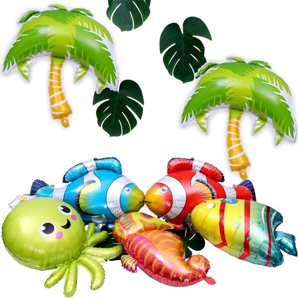 8 Pieces Ocean Animals Balloons Large Animal Balloons Cartoon Fish Balloons Foil Balloons for Kids Birthday Party Decoration Sup