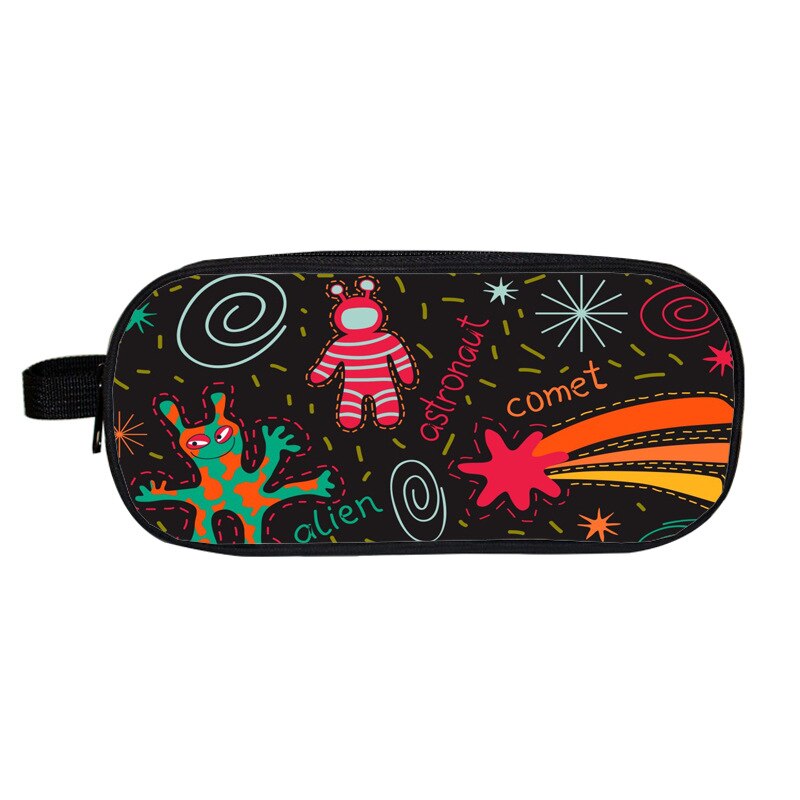 Cartoon DIY Pencil Case Kawaii Stationery Space Astronaut Alien Pen Bags For Boys Double Layer Kid School Pencil Cases: 13