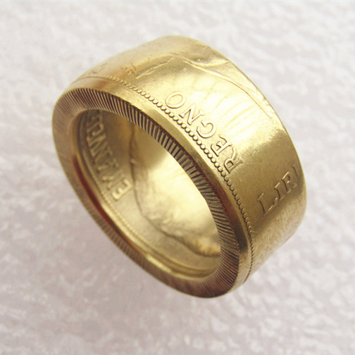 1912 italien 100 lire guldpläterad kopia dekorera myntring handgjord i storlek 8-16