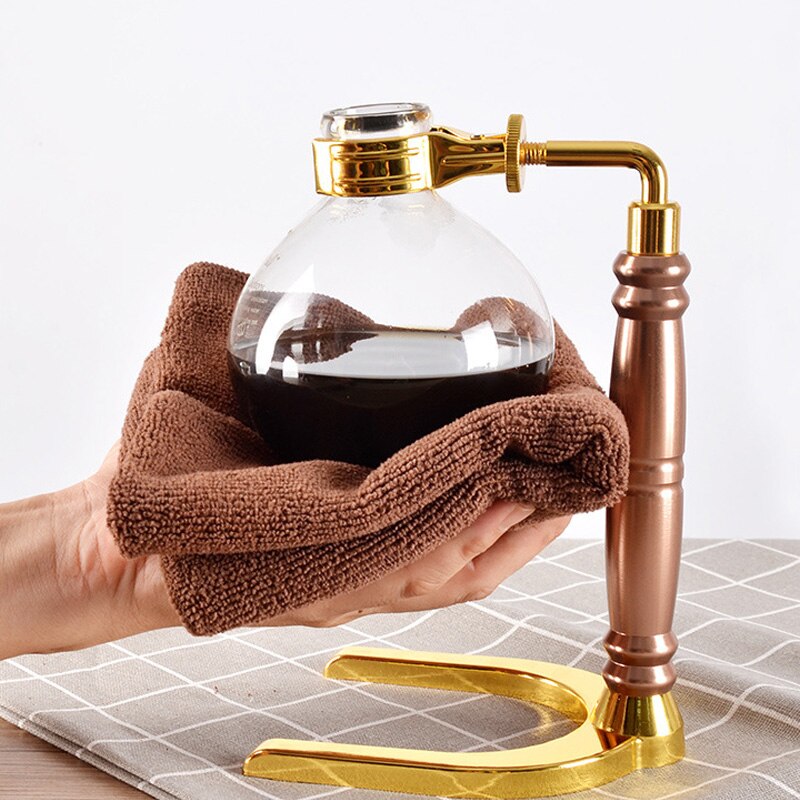 Kaffemaskin sifon kaffebryggare te sifonkanna vakuum kaffebryggare glastyp filter 3 koppar guld