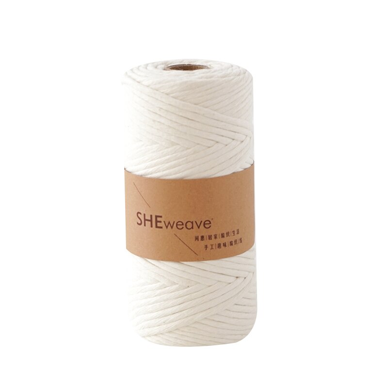 Enkele Streng Macrame Koord, Macrame Touw 3 Mm × 100 M (109yd) kleurrijke Katoenen Koord Voor Macrame Benodigdheden, Muur Opknoping: White