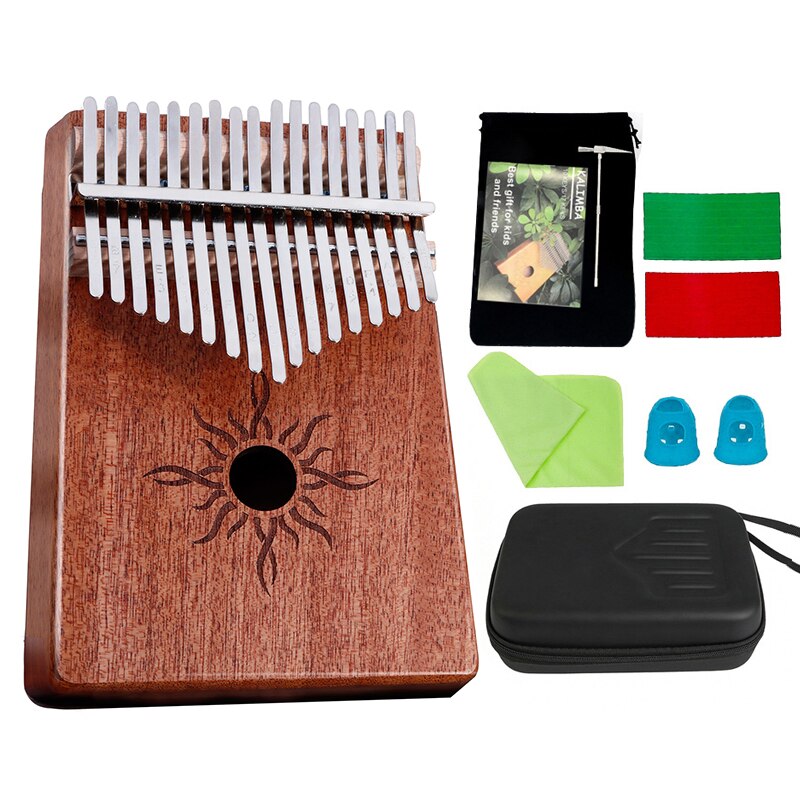 17 Keys Kalimba Mahogany Thumb Piano 17 Key Music Keyboard High Wooden African Kalimba Finger Piano: sun  bag