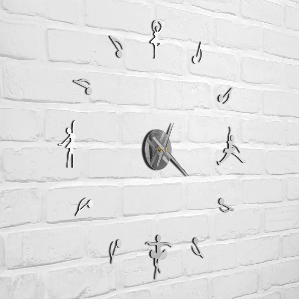 DIY Ballet Dancers Music Notes Giant Wall Clock Modern Ballerinas Home Decor Wall Watch Ballet Music Lovers