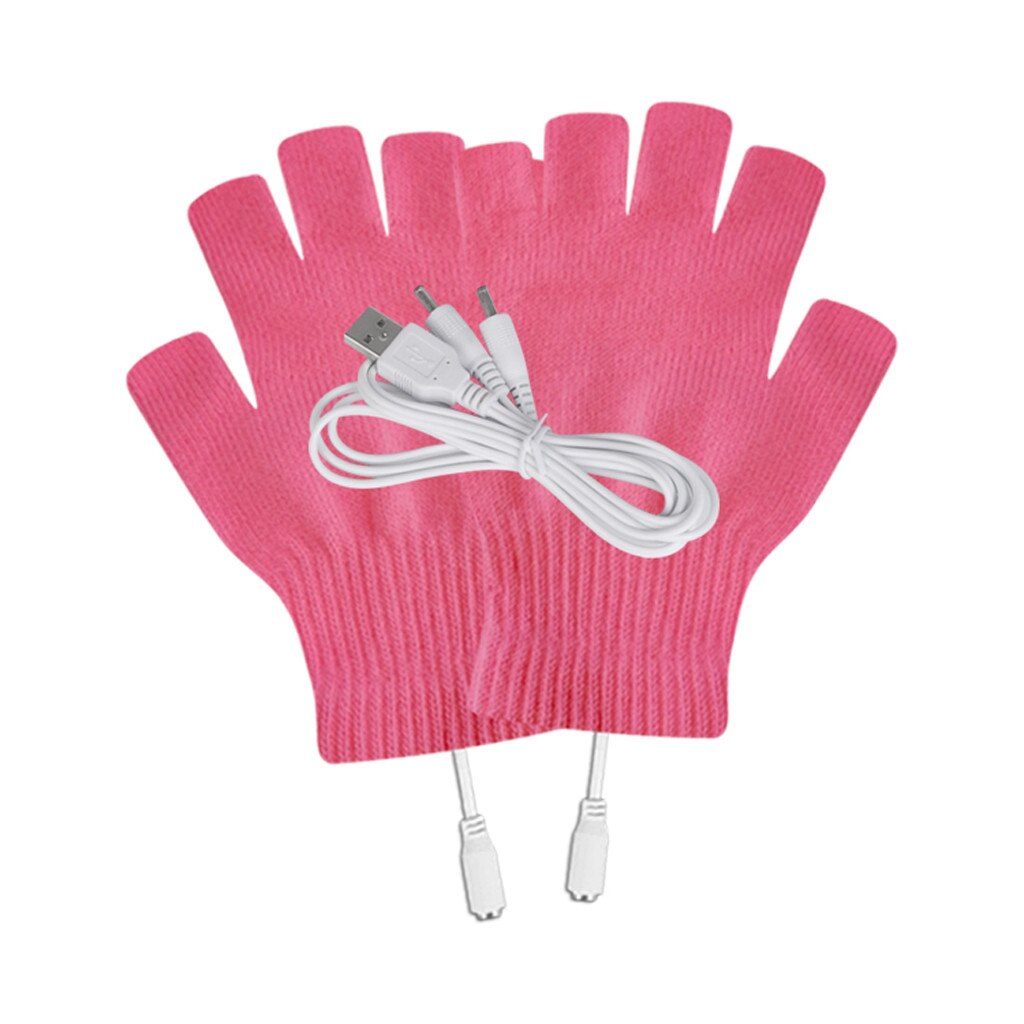 Winter Elektrische Verwarming Handschoenen Laptop Thermische Usb Verwarmde Handschoenen Elektrische Verwarming Handschoen Warme Gebreide Handschoenen Vrouwen Mannen: Pink 