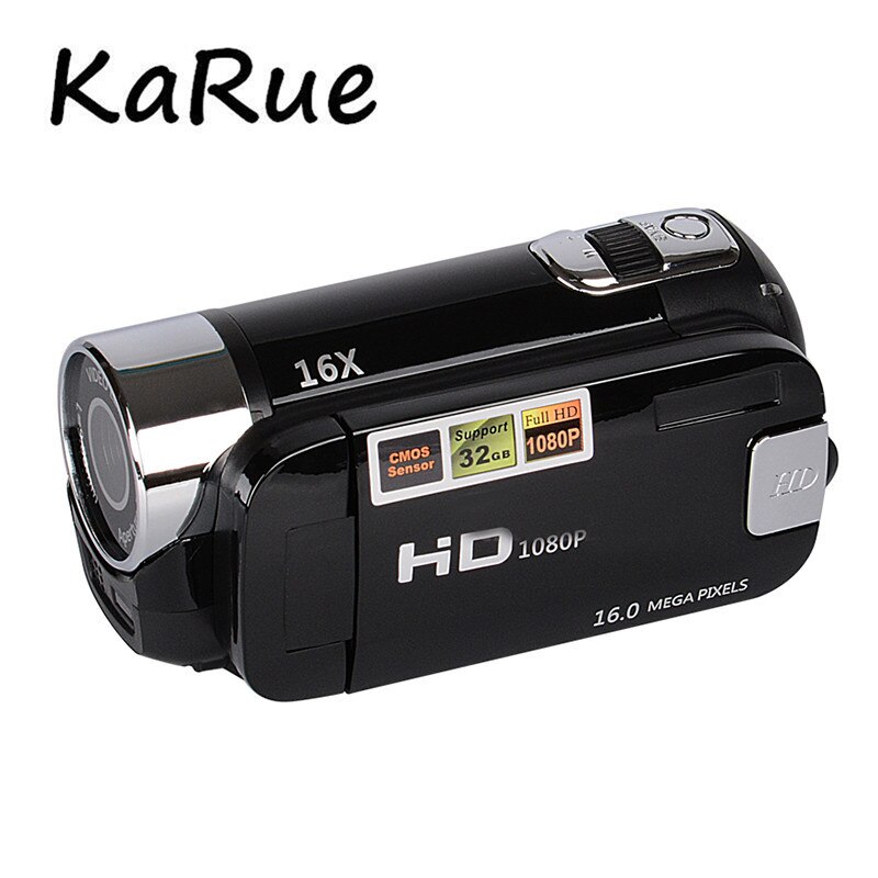 Karue 2018 novo 2.7 polegada 1080p hd câmera digital dvr filmadora de vídeo tft lcd 16x digital zoom 16mp cmos câmera de vídeo digital: Black