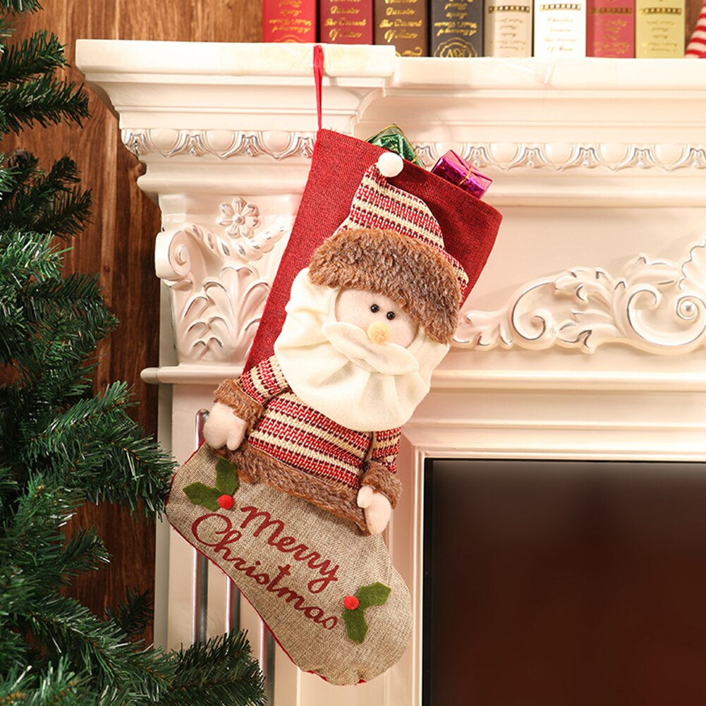 Xmas Accessoires Oude Man Sneeuwpop Kerstsok Bag Hanger Grote Kerst Bag Vilt Hanger Candy Bag