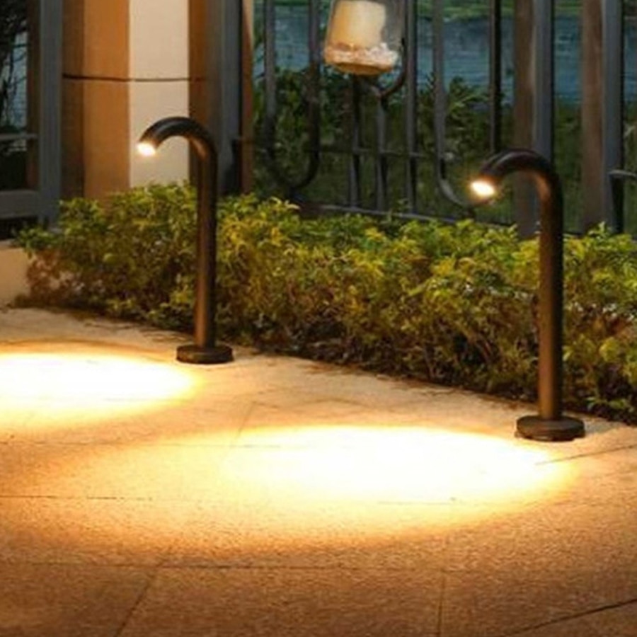 Thrisdar 40/50CM Outdoor Garden Post Lawn Pillar light Waterproof Bending Tap Spotlight landscape Road Pathway Bollard Lamps