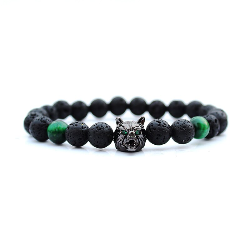 Wolf Man Bracalete Kralen Mannen Armband Natuursteen Kralen Armbanden Voor Vrouwen Pulseras Pulseira Sieraden Handgemaakte Bileklik