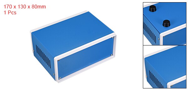 Uxcell metal jern diy elektrisk samledåse hus kabinet projekt sag kabinet dækning til udendørs indendørs blå: 170 x 130 x 80mm