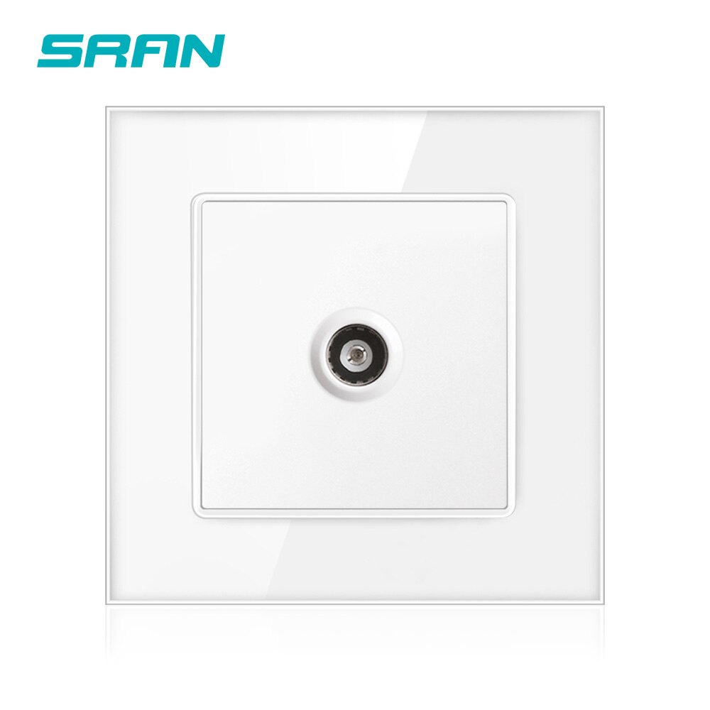 SRAN Crystal Tempered Glass Panel With TV Outlet Wall 86*86mm Home Decoration General Weak Electrical black A601-01B