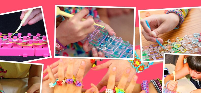 Låt oss göra 1800pc diy leksaker gummi vävstol band stickning armband elastisk regnbåge väv vävstol vuxna barn förälder-barn leksak