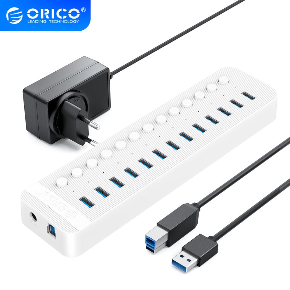 ORICO Industrial USB 3.0 HUB 7/10/13/16 ABS USB OTG Splitter On/Off Switch With 12V Power Adapter Support Charger For Computer