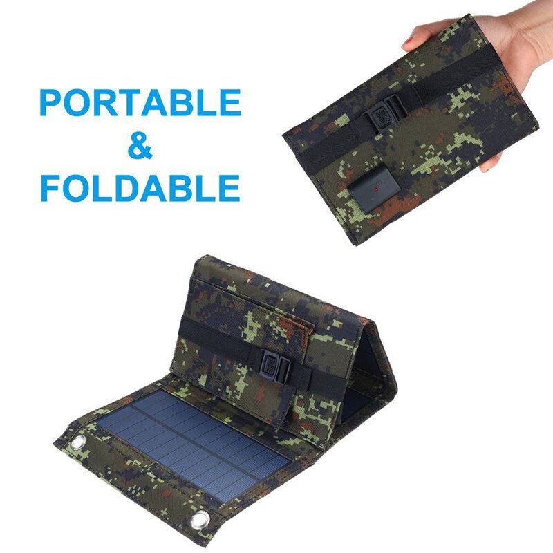 10W Foldable Solar Panel 5V Portable Waterproof Battery Charger USB Port Outdoor Power Bank for Phone PC Car RV Boat