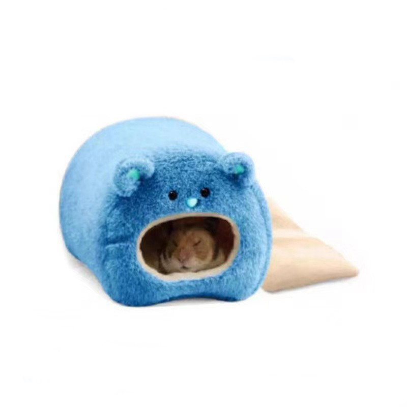 Cama suave y cálida para hámster, hamaca de rata, cerdo, ardilla, jaula de juguete para mascotas, casa colgante, nido + alfombrilla, cama para animales, nido para ratas: Marrón oscuro