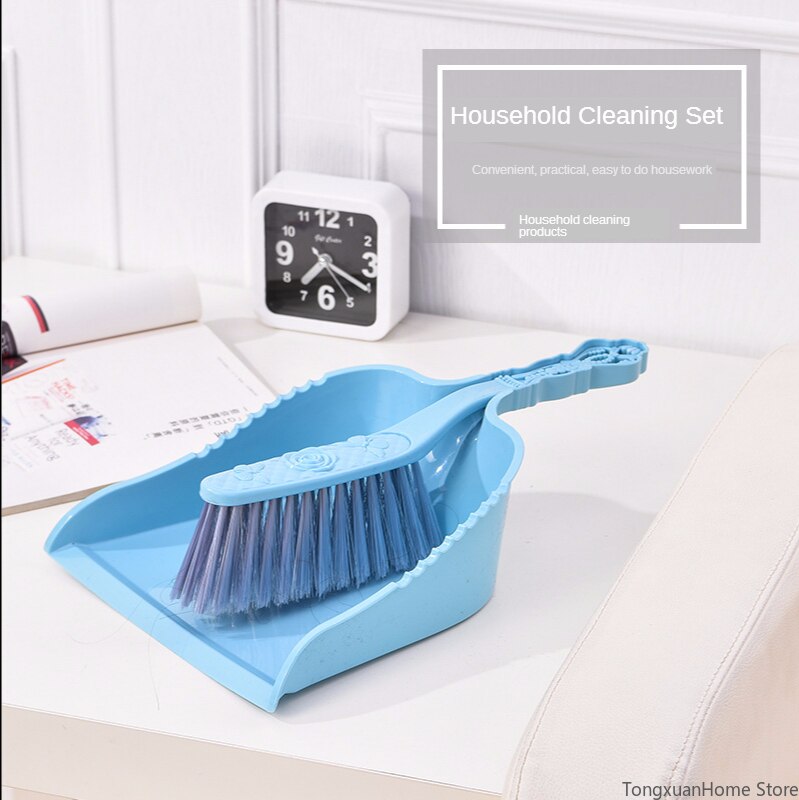 Plastic kleine schoonmaakborstel stoffer en blik huishoudelijke schoonmaak vloer bureau sanitair gereedschap sterke ontsmetting praktische bezem