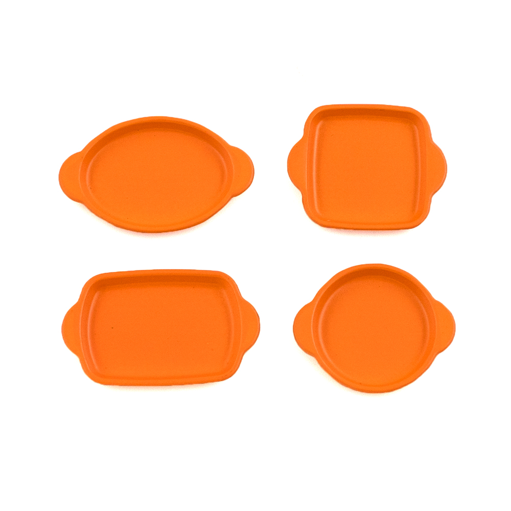 4Pcs 1/12 Dollhouse Miniature Accessories Mini Alloy Dish Model Simulation Plate Toys for Doll House Decoration