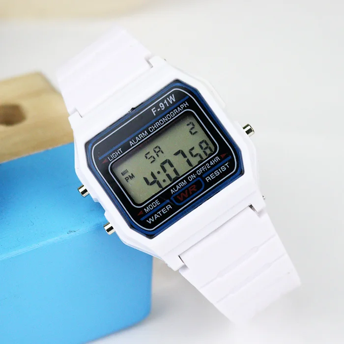 Sport LED Digital Watches Children Simple Small Square Dial Electronic Watch Silicone Band Casual Mens Watch Friend: Dark Brown