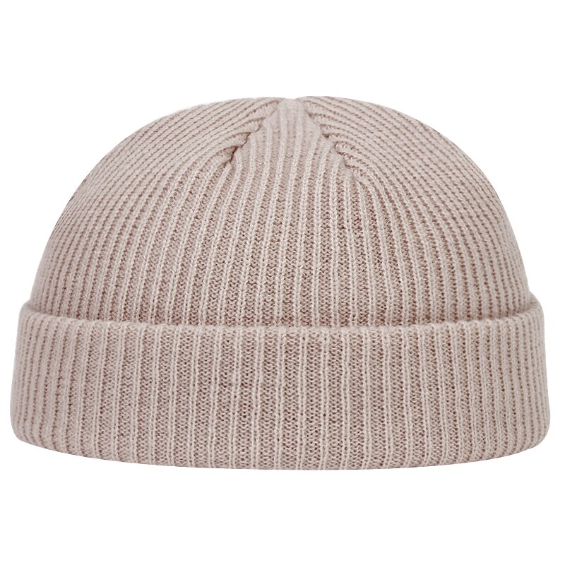 Herfst winter meloen muts heren dames gebreide muts muts schedelkap matrozenmutsen manchet kort randloos retro marineblauwe hoeden casquette: Khaki