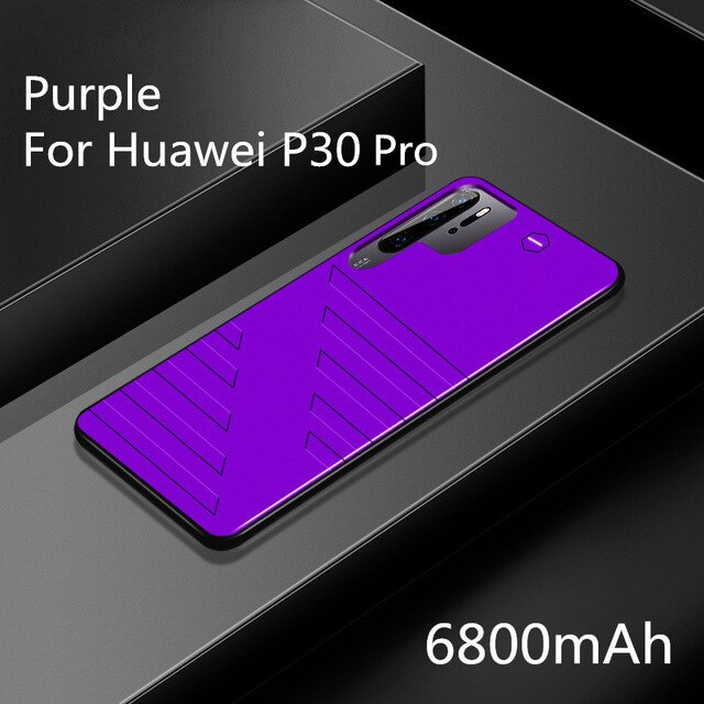 Kqjys 6800Mah Draagbare Batterij Oplader Gevallen Voor Huawei P30 Pro Batterij Case Power Bank Opladen Cover Power Case Voor huawei P30: Purple for P30 Pro