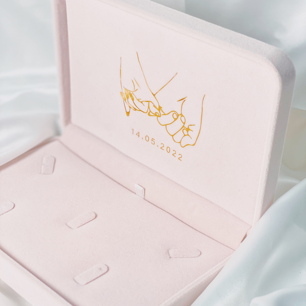 Custom Flanellen Sieraden Doos Ketting Ring Earring Nail Armband Sieraden Doos Boxs Voor Bruid Bruidsmeisje Bruiloft Sieraden Doos