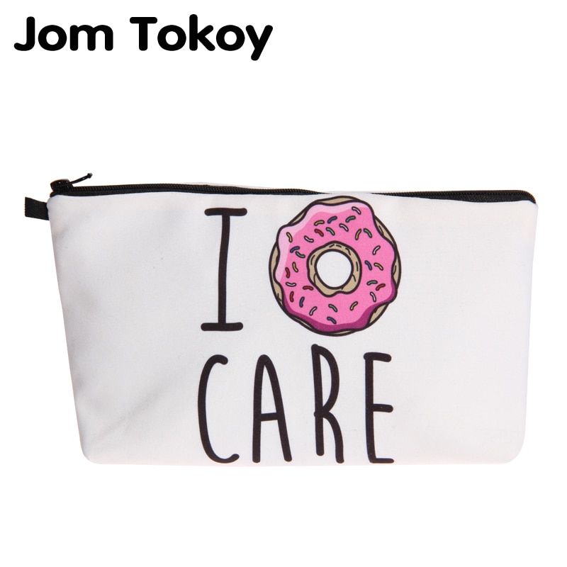 Jom Tokoy Mode Cosmetische Organisator Zak Donuts Warmte-overdracht Afdrukken Cosmetische Tas Mode Vrouwen Make-Up Tas