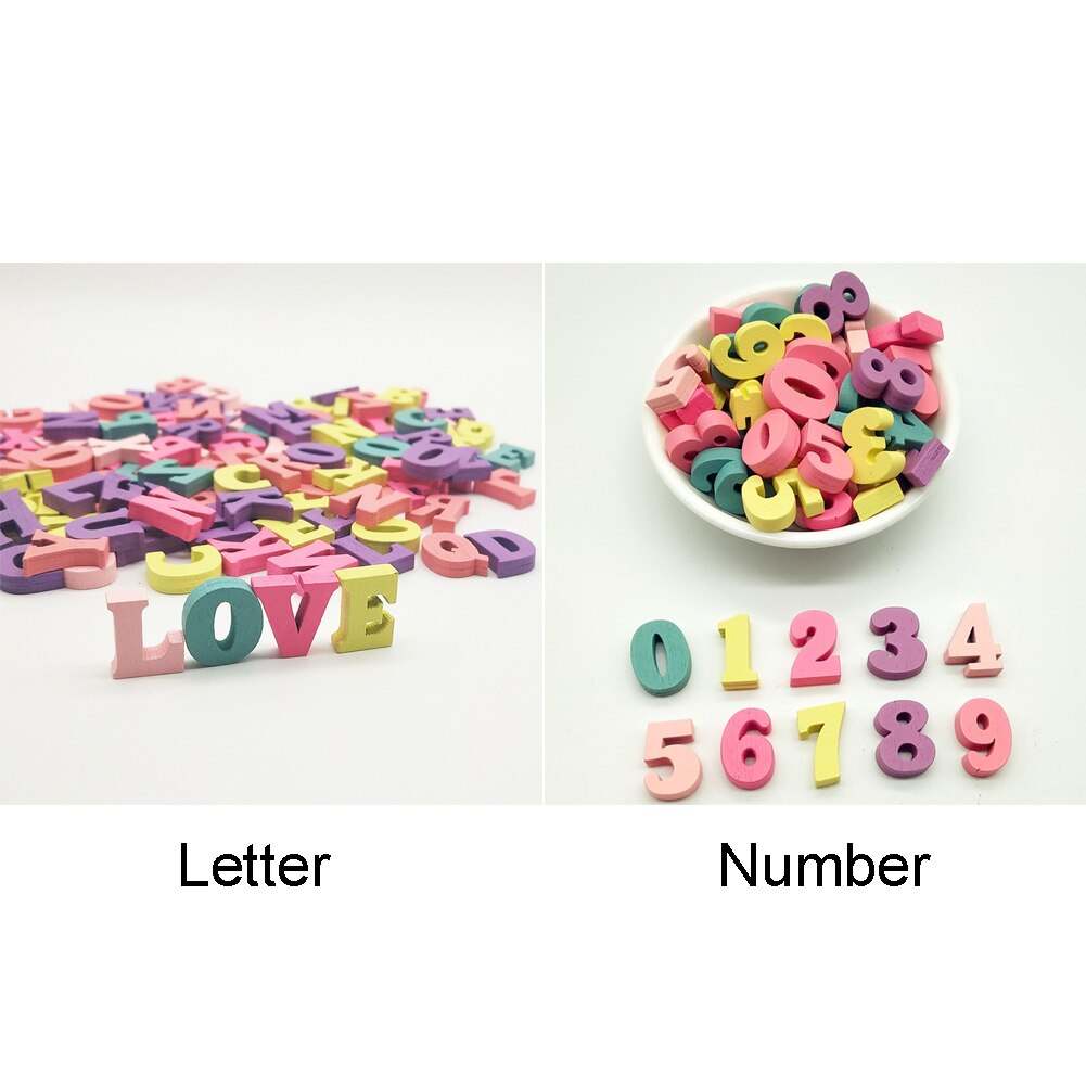 100pcs Wooden Letters Alphabet Decoration Numbers Mixed Block Home Word Handmade Craft Multi-coloured Party DIY 15mm