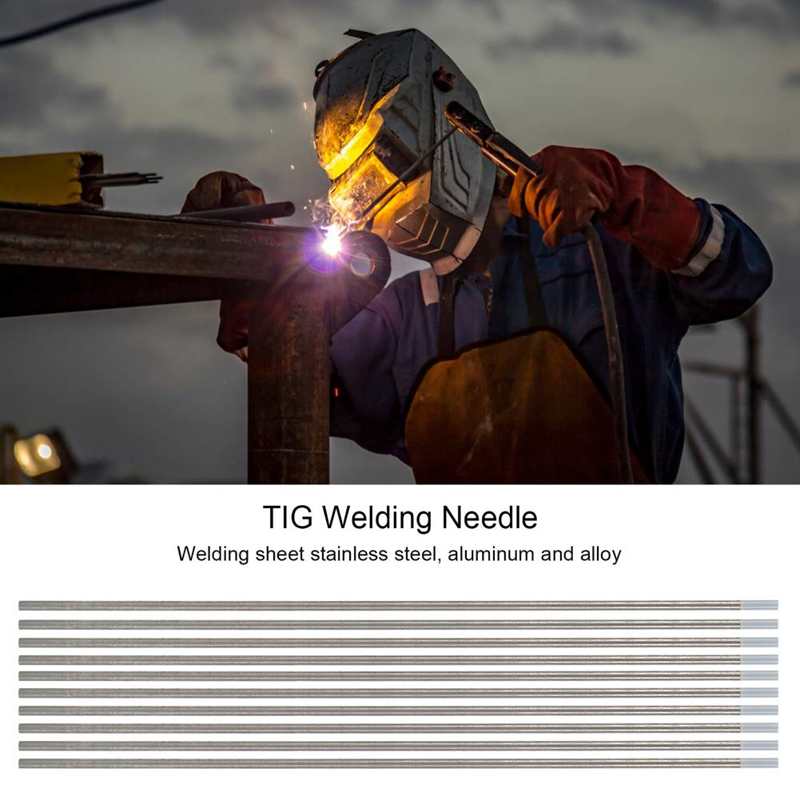 10Pcs Tungsten Electrodes Welding Electrodes WC20 2.4x175mm Cerium Tungsten Electrodes Needle TIG Rods Grey Head