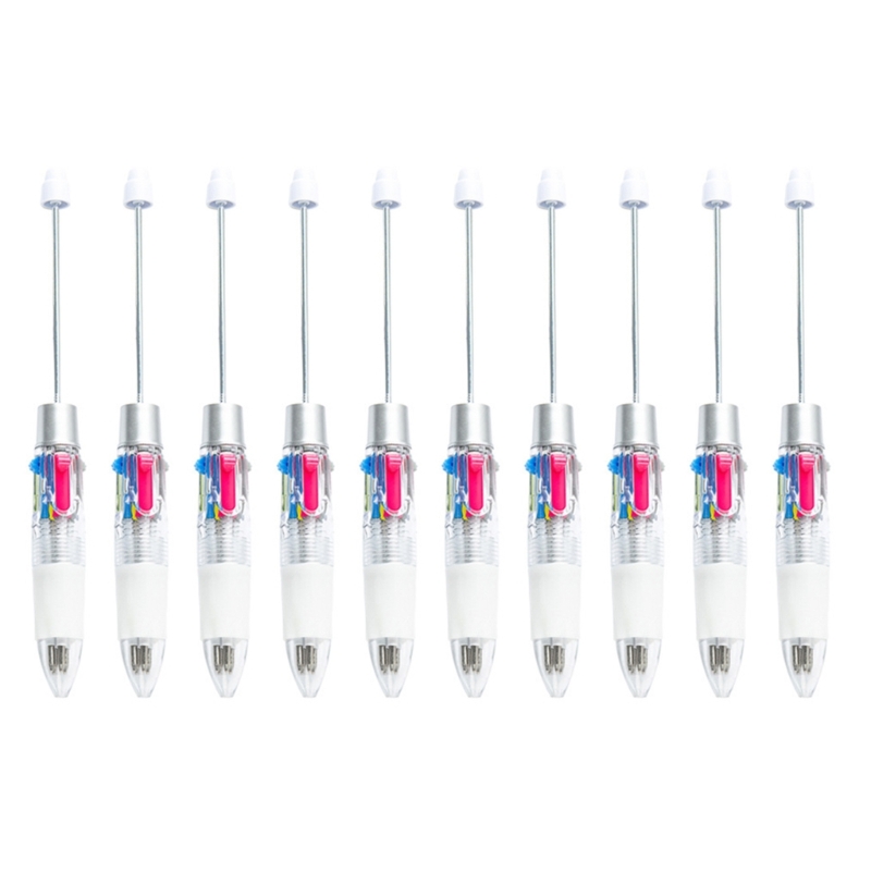 Stylo à bille multicolore perlé, 4 couleurs en 1, pointe 1.0MM, lisse pour écrire, pour étudiant, enseignant, marquage, 10: WHITE