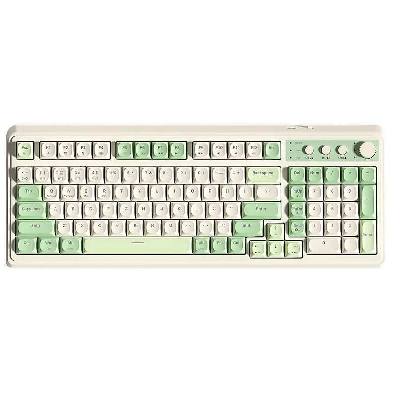 AULA S99 2.4G Draadloos/Bluetooth/Bedraad Gaming-toetsenbord met drie modi RGB-ergonomisch toetsenbord Kantoortypen Mute 99-toetsen toetsenbord: Olive