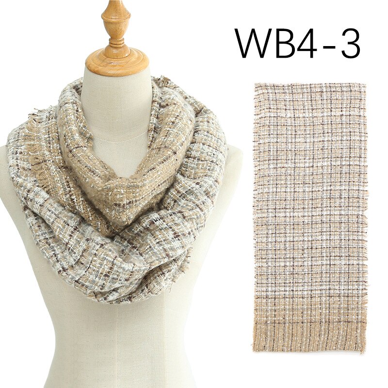hiver écharpe femmes tricot cachemire Snood anneau cou foulards boucle femelle Bandana épais col écharpes: WB4-3 Khaki
