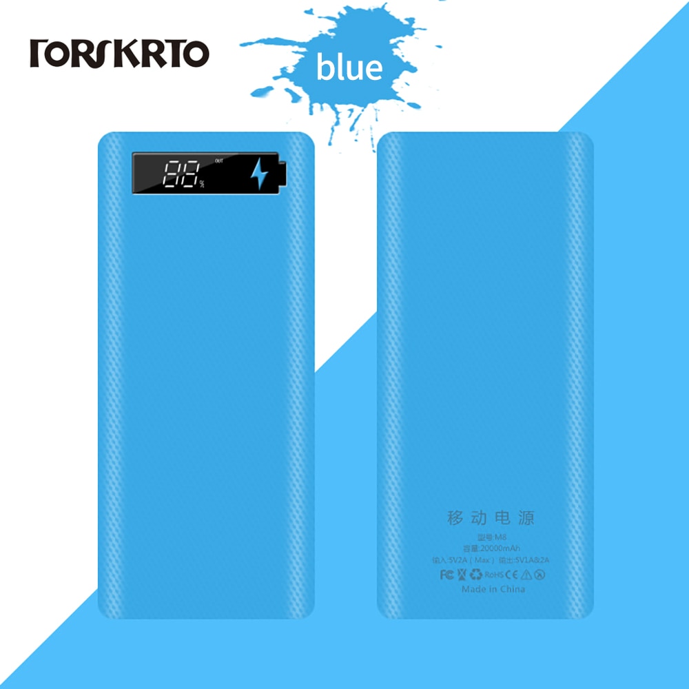 Forskrto 5V Dual USB 8*18650 Power Bank Type C USB Battery Box Mobile Phone Charger DIY Shell Case For IPhone X Samsung S10 Plus