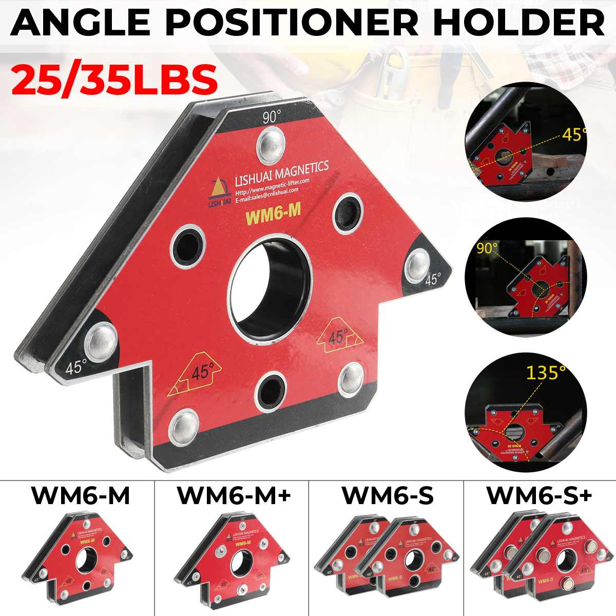 soporte de soldadura con imán de varios ángulos, abrazadera magnética de flecha de neodimio para imán de soldadura de 45/90/135 grados WM6