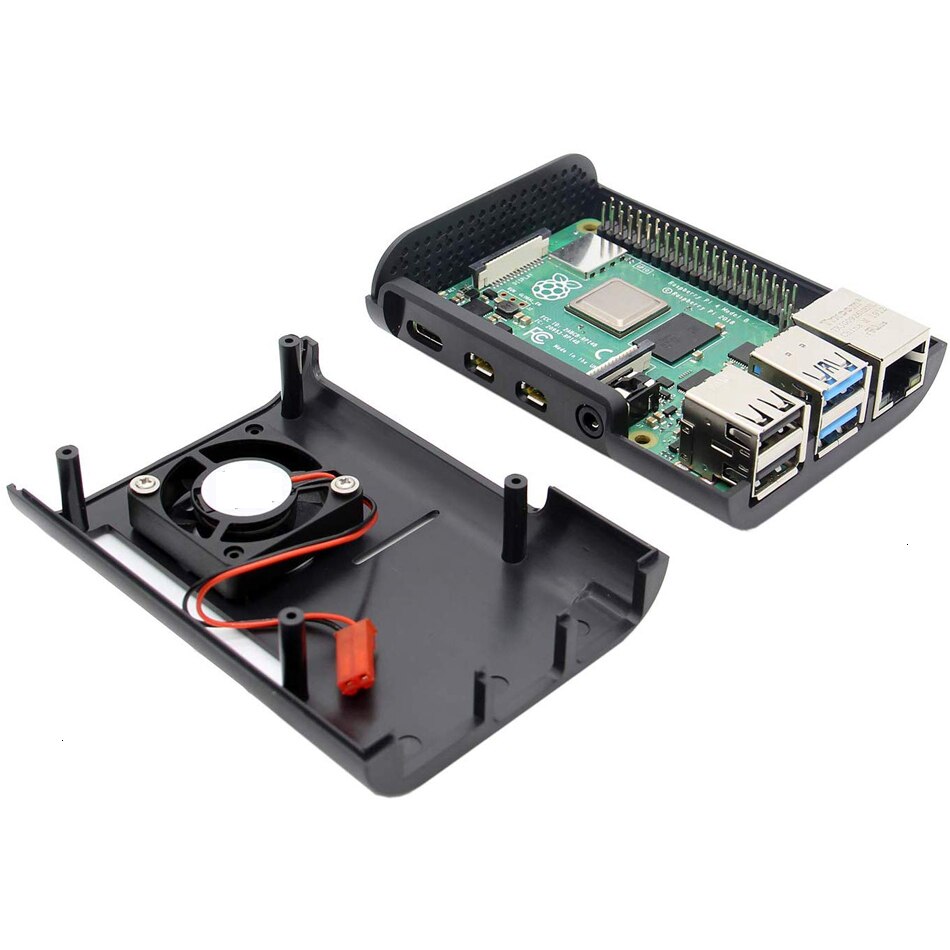 Raspberry Pi 4 Case, Raspberry Pi 4 Model B Protective ABS Case with Cooling Fan + Aluminum Heatsinks for Raspberry Pi 4B