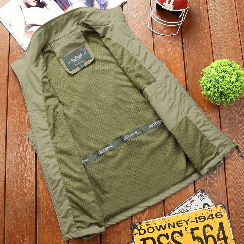 Gilet hommes printemps été gilet mince sans manches gilet veste hommes en plein air chasse pêche photographie gilet voyage vêtements 4XL