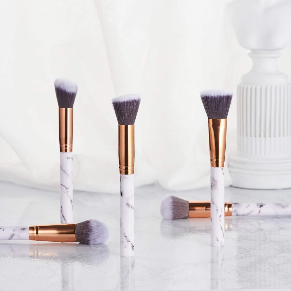 Marble Makeup Brush Set with Brush Holder Pot | Premium Synthetic Foundation Powder Makeup Brush Sets(10 Pcs)