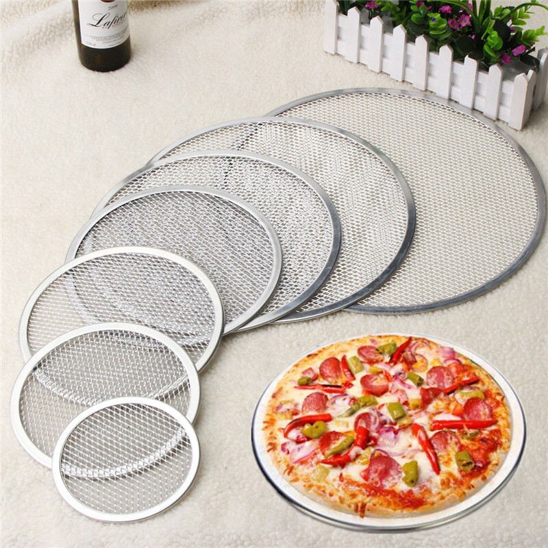 Naadloze Aluminium Pizza Screen Mesh 6 "8" 9 "10" 12 "14" 16 "Pizza scherm Lade Aluminiumlegering Dichtheid Gelijkmatig Verdeeld geen Roest