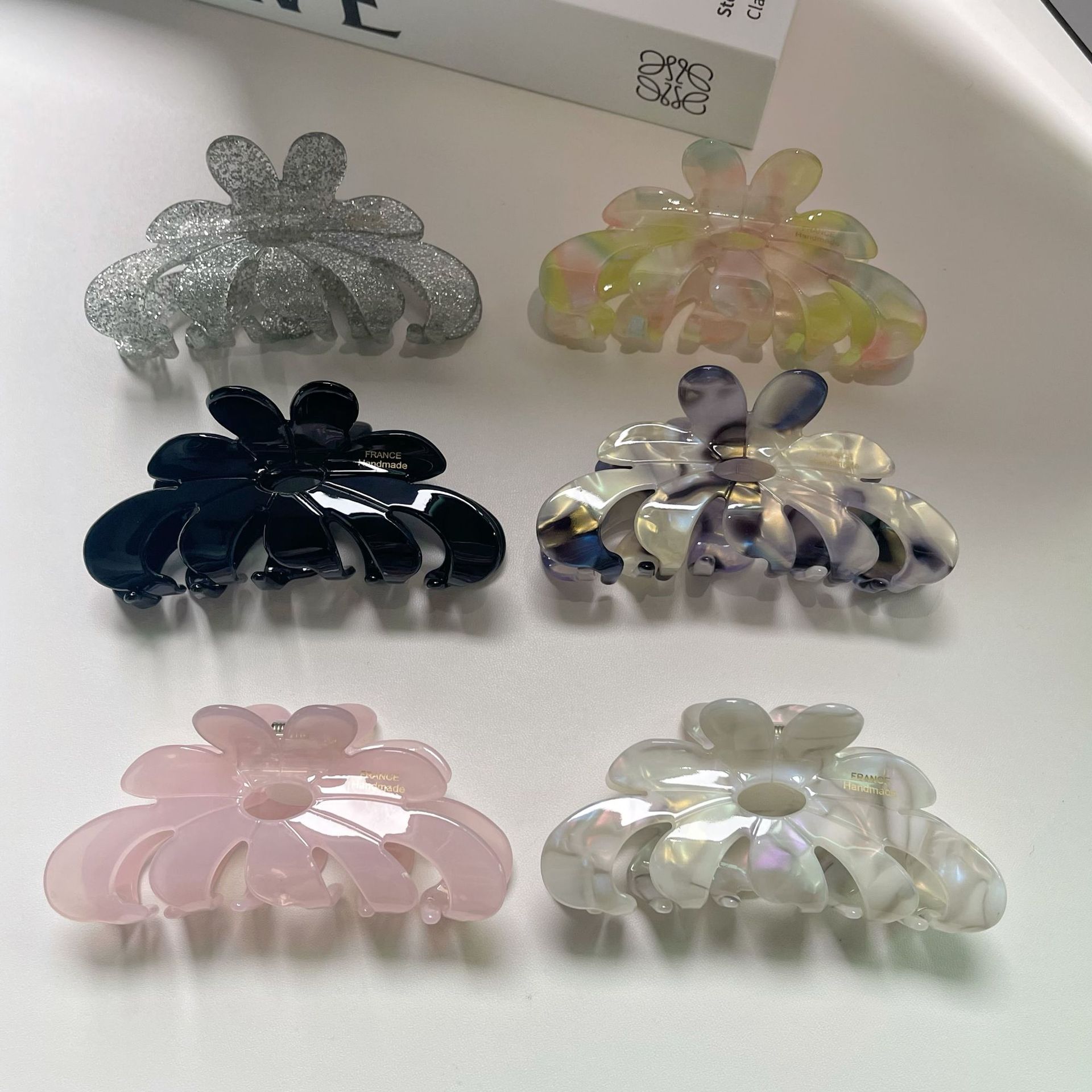 Coreano nuovo design creativo 10.5cm grande fiore marmorizzazione puro colorato fermaglio per capelli artiglio moda acido acetico squalo clip Accessori per capelli