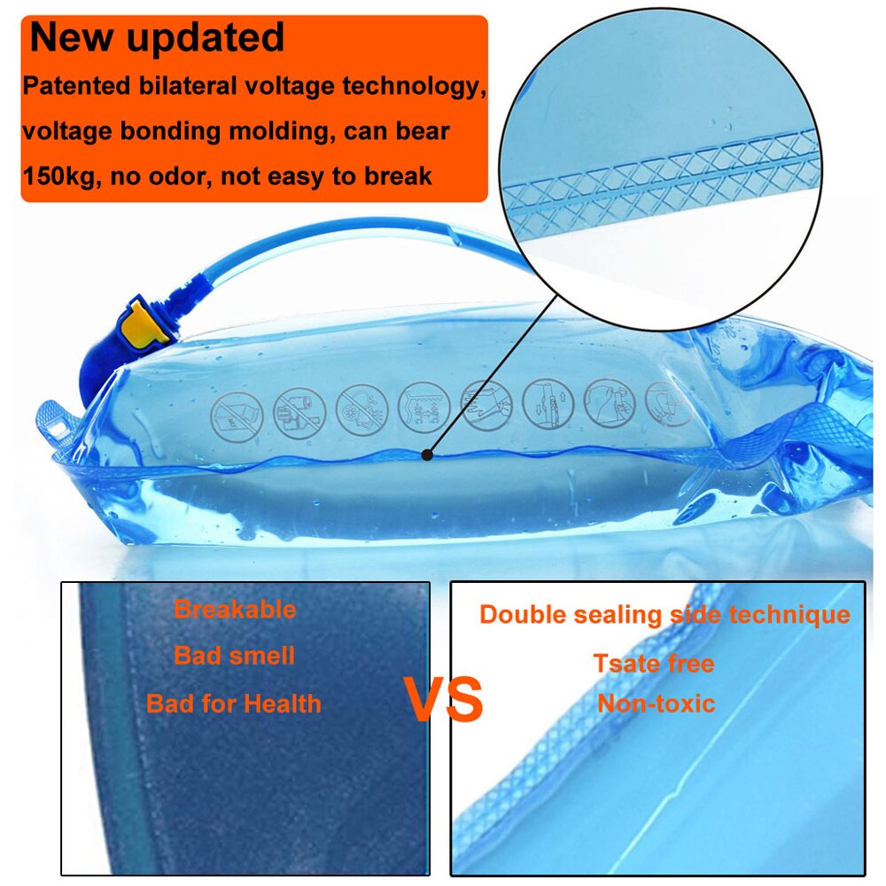 Sac à dos d&#39;hydratation avec réservoir d&#39;eau 1l 1,5 l 2l 3l, sac de rangement sans BPA