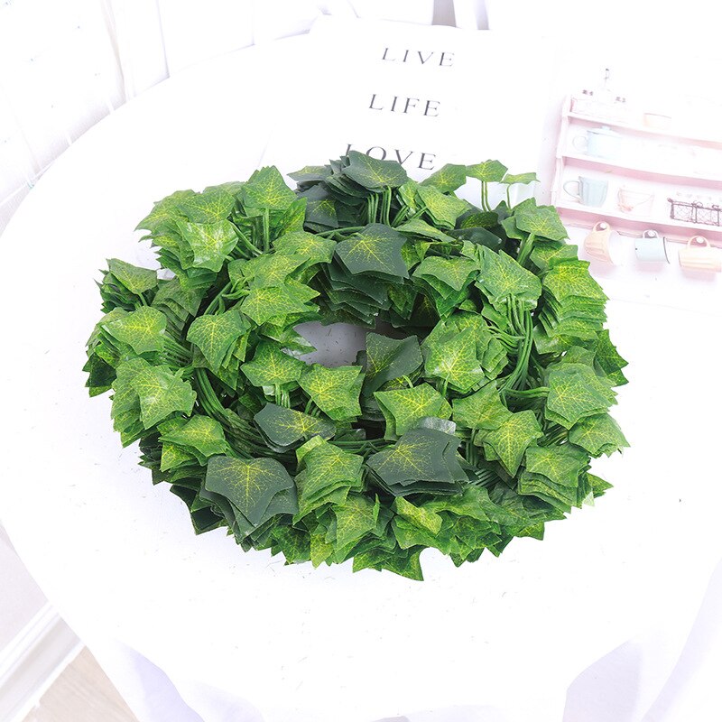 Artificial Lvy Green Leaf Wreath Plant Vine Grape Leaf Climber Green Leaf Family Garden Wedding DIY Garden Craft Flower