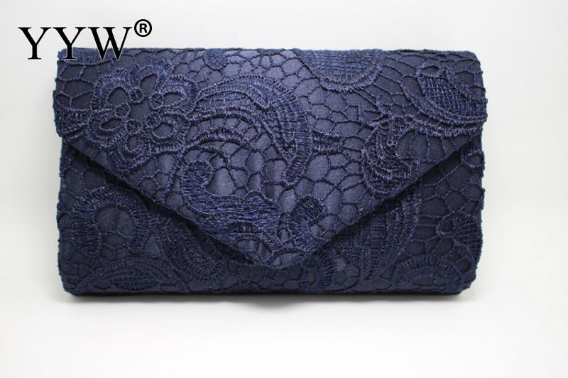 neue Europa Burst Elegante Spitze Floral Stickerei Umschlag Tasche Abend Party Kupplung Tasche Blume Kleine Schulter Tasche: dark blue