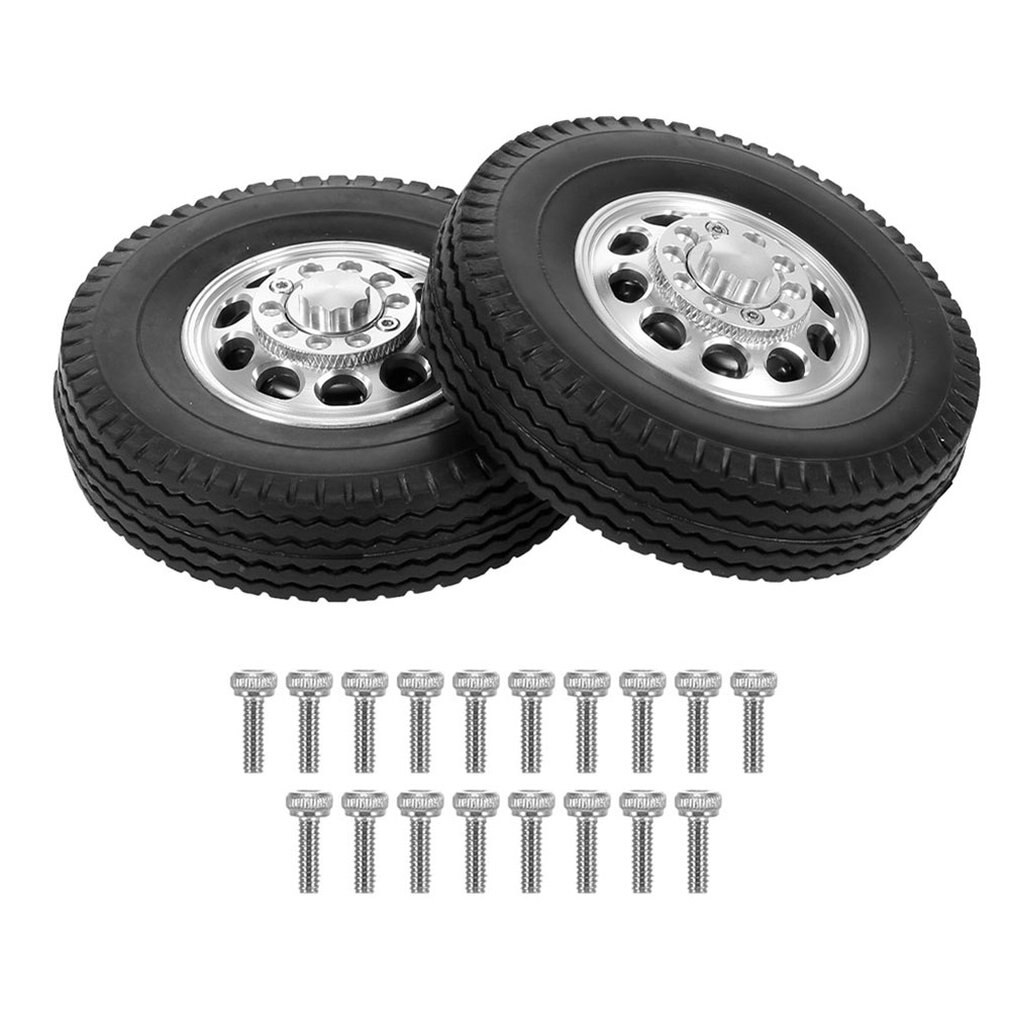 2 Stuks Voor Rc Trailer Banden Aluminium Naven Voor 1/14 Voor Tamiya 10 Spoke Tire Tractor Truck Rc Crawler: front wheels