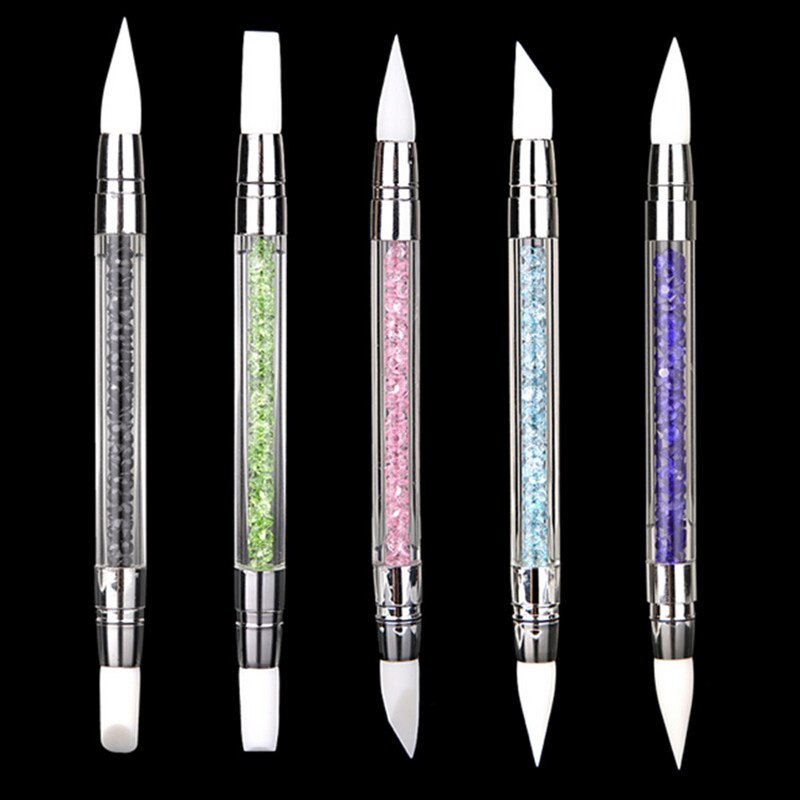 Pincel para pintar Nail Art, 1 unidad, 2 formas, silicona, grabado de huecos herramientas de manicura de decoración de uñas # G-B061