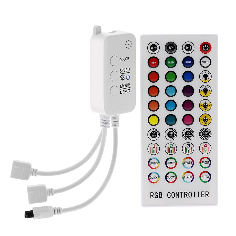 Controlador de música por Bluetooth, RGB DC12V 40Key IR, mando a distancia para 2835 5050 RGB, luces de tira LED: Double Outputs