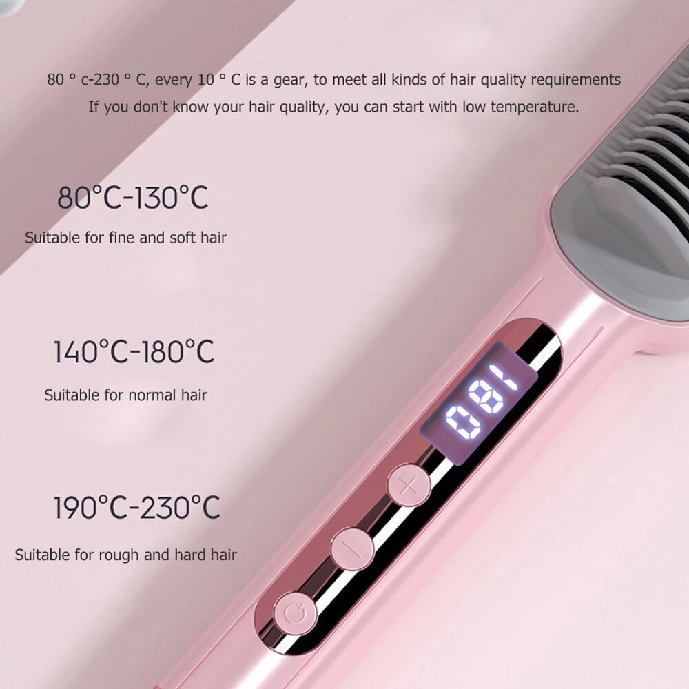 Comb Electric Hair Straightening Brush Anti-scalding Hair Straightening Comb Fast Heated Flat Iron Ceramic Hair Curler Curl