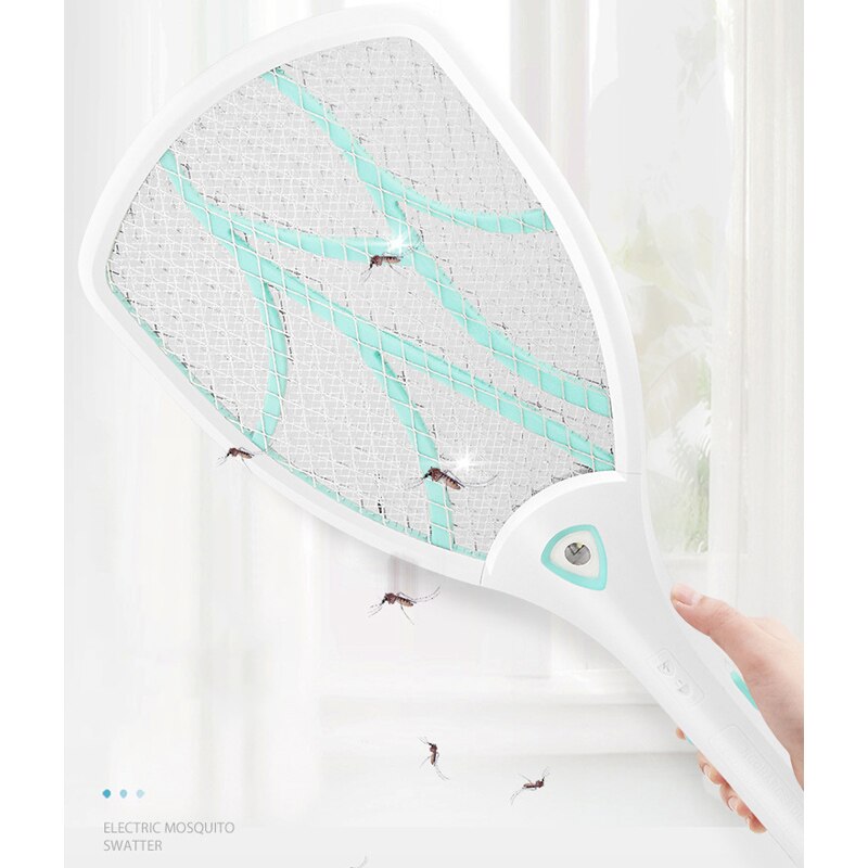 Double Switches Bug Zapper Rechargeable 1200ma Blue Bug Racket Suitable For Home, Camping, Barbecue Party