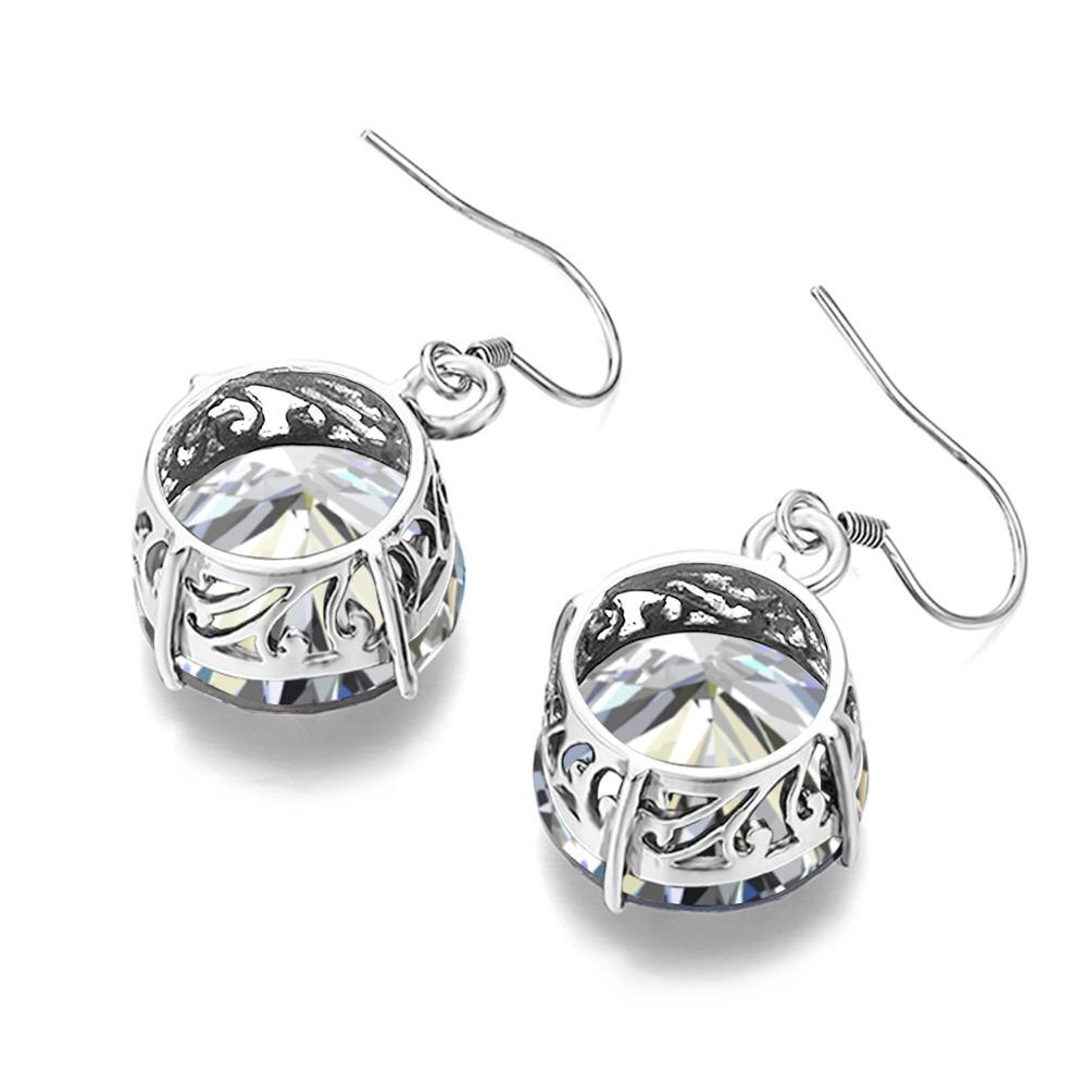 Szjinao Echt 925 Sterling Silber Neo-gotisch Handgemachte Gravieren Edlen Schmuck Runde groß Diamant Ohrringe Für Frauen Schmuckstück neue