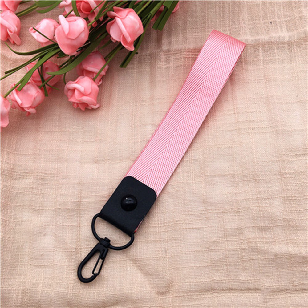 Effen Kleur Lanyards Tag Houder Neck Hang Id-kaart Lanyards Polsbandje Sleutel Touw Mobiele Telefoon Riemen Id-kaart Sleutelhanger zwart Rood: S pink