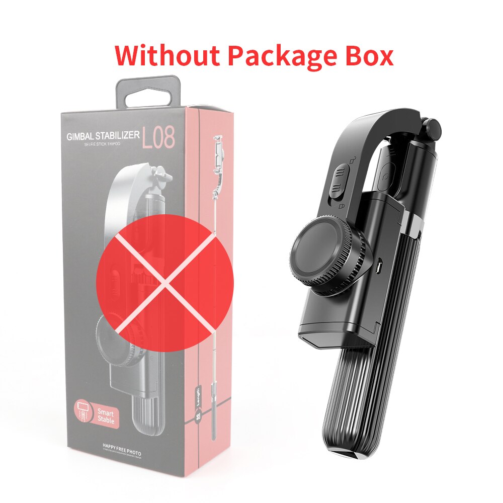 Puhelimen vakaaja kädessä pidettävä gimbal-vakain tärinänvaimennus selfie stick video live bluetooth selfie stick jalusta android ios: Musta ilman laatikkoa